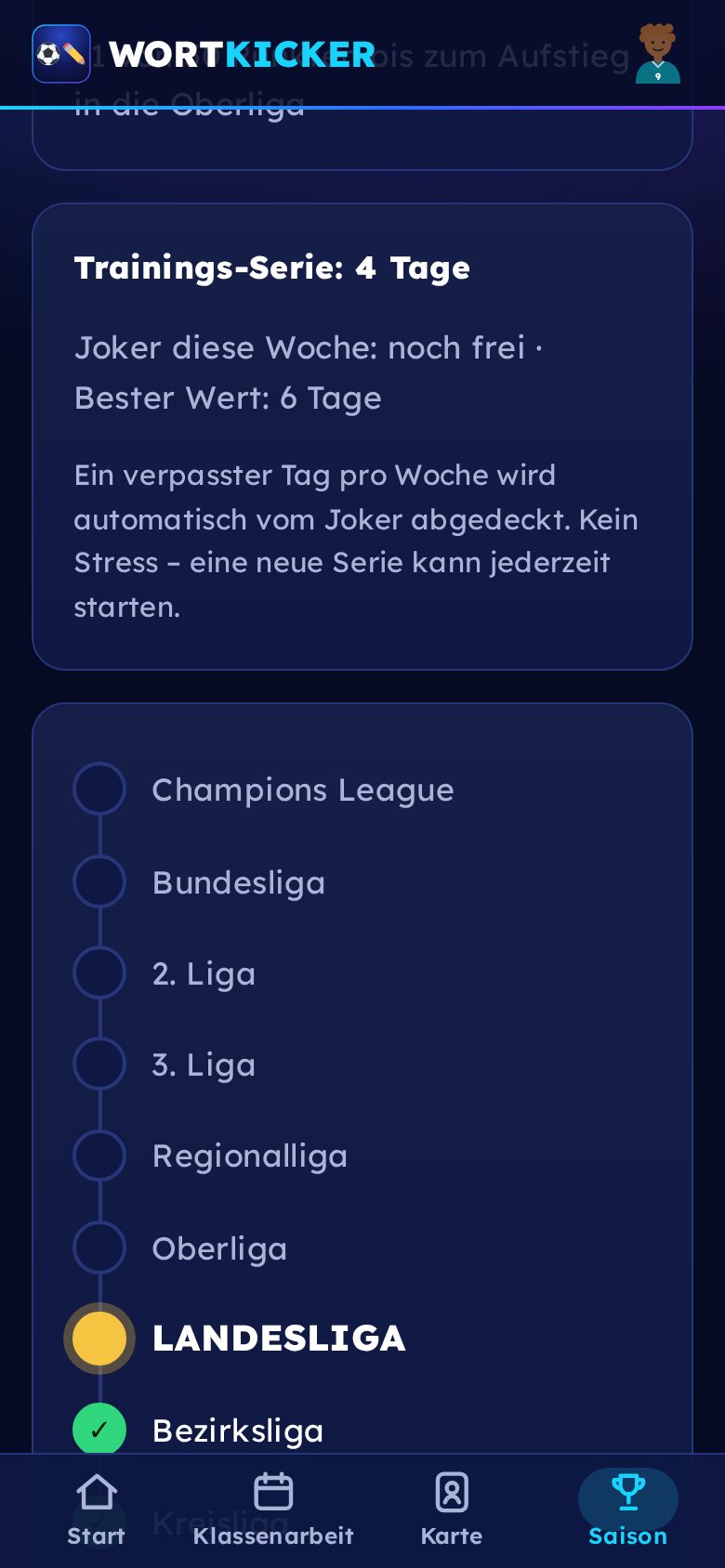 Saison: Liga-Leiter von der Kreisliga bis zur Champions League